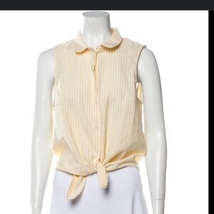 Sezane Claudia yellow and white shirt
